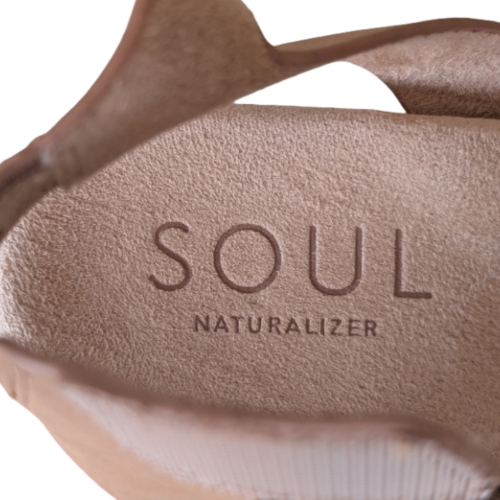 Natural SOUL Divina Cork Footbed Sandals Ankle Strap Nude 8.5 M Comfort - Picture 9 of 9